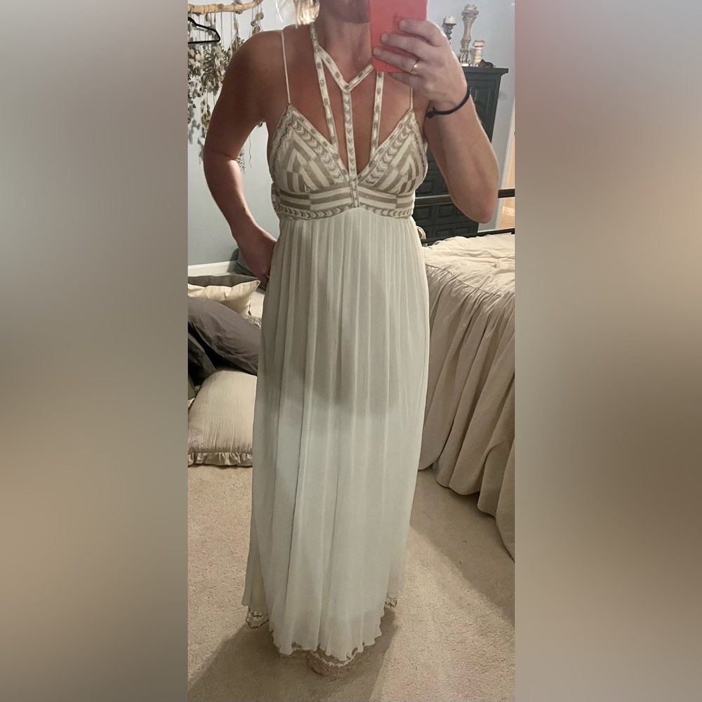 Free People Cream Maxi Dress with Embellished Bodice - Picture 4 of 16
